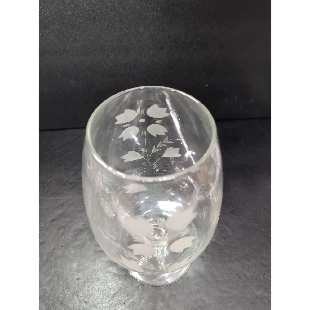 Chintz Flower Etched Clear Glass Vase, 11